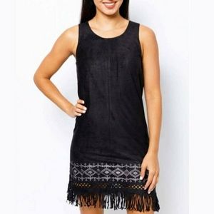 Women's lack suede tribal shift dress